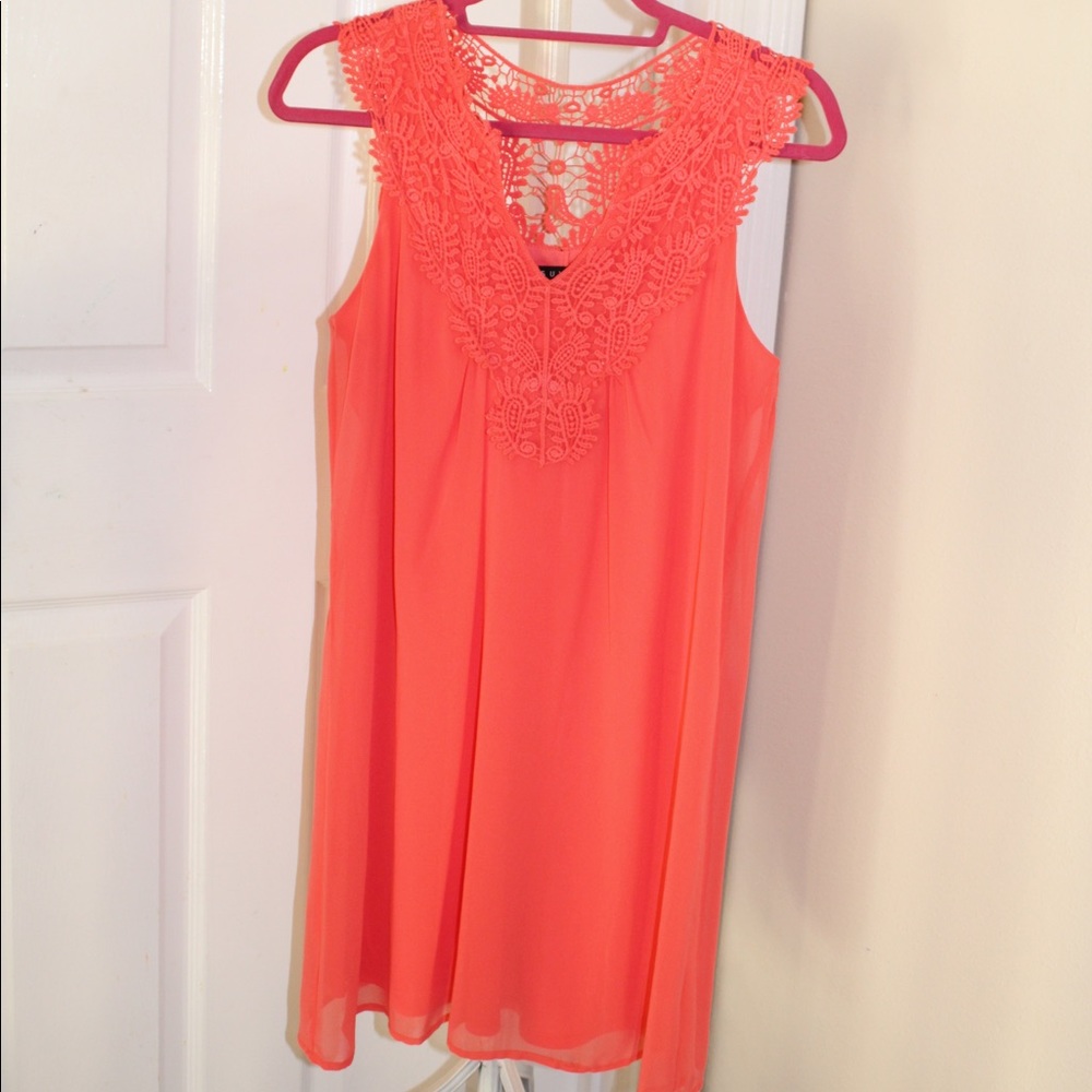 Cute coral polyester dress